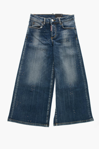 Jeans Mit Weitem Bein Und Strassbesatz