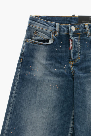 Jeans Mit Weitem Bein Und Strassbesatz
