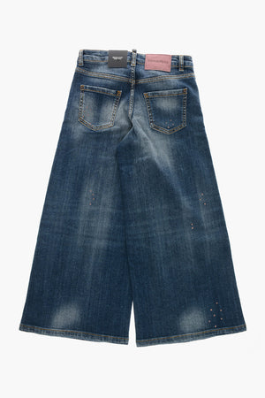 Wide-Leg Jeans With Rhinestones