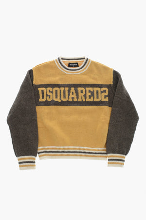Two-Tone Crewneck Sweater with Front Logo