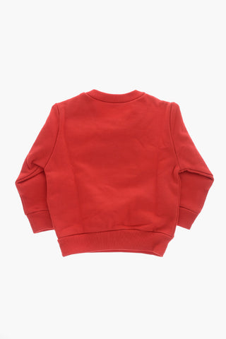 Crewneck Brushed Cotton Sweatshirt with Printed Logo
