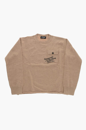 Maglia Girocollo in Cotone e Lana con Taschino