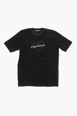 T-shirt Girocollo in Cotone con Stampa
