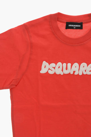 T-shirt Girocollo in Cotone con Logo In Rilievo