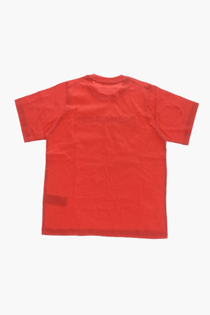 T-shirt Girocollo in Cotone con Logo In Rilievo