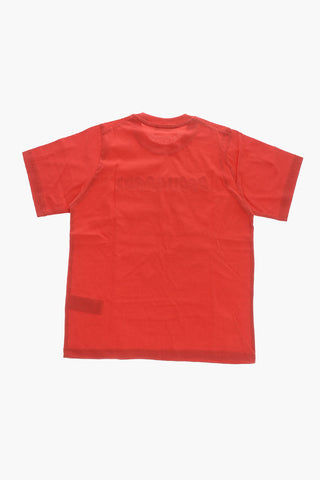 T-shirt Girocollo in Cotone con Logo In Rilievo