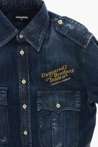 Denim-Hemd Mit Vintage-Effekt Und Doppelter Brusttasche