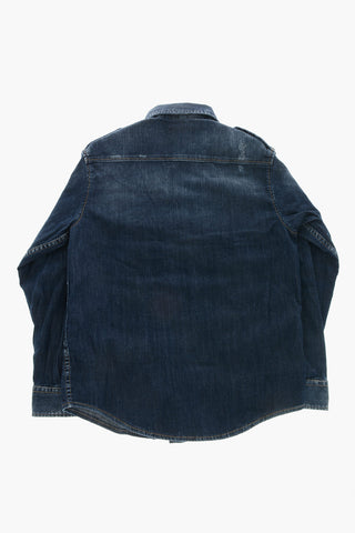 Denim-Hemd Mit Vintage-Effekt Und Doppelter Brusttasche