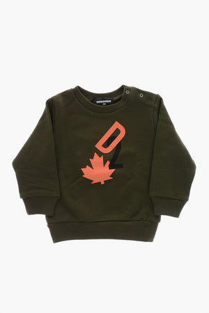 Crewneck Brushed Cotton Sweatshirt with Printed Monogram