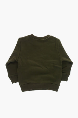 Crewneck Brushed Cotton Sweatshirt with Printed Monogram