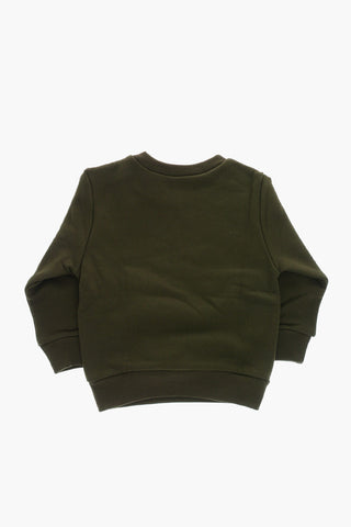 Crewneck Brushed Cotton Sweatshirt with Printed Monogram