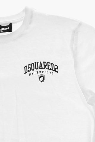 T-shirt Girocollo in Cotone con Stampa Laterale