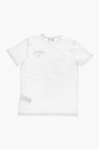 T-shirt Girocollo in Cotone con Stampa Laterale