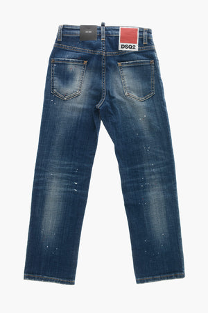 Jeans 642 with Paint Effect and Logo Button