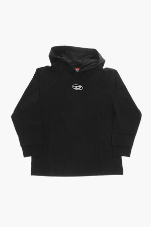 Lightweight Cotton Sweatshirt with Metallic Logo Detail