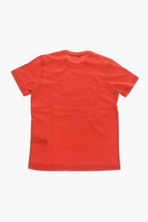 T-shirt Girocollo in Cotone con Stampa Frontale a Contrasto