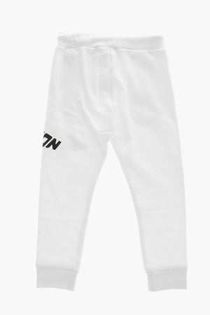 ICON Joggers in Cotone Garzato a Tinta Unita con Logo a Contrasto