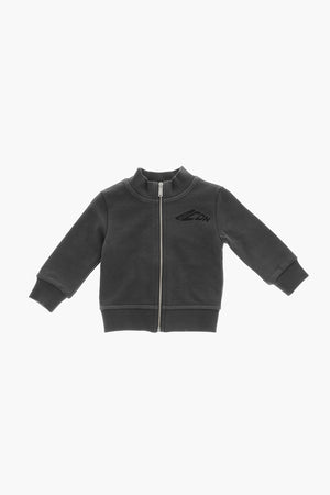 ICON Felpa Full-Zip in Cotone Garzato a Tinta Unita