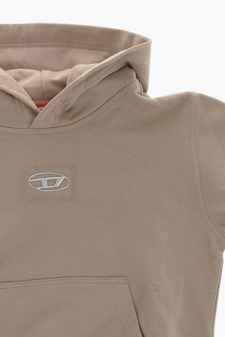Brushed Cotton Hoodie with Embossed Oval-D Logo