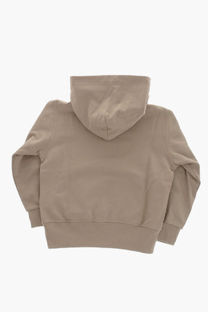 Felpa Hoodie in Cotone Garzato con Logo Oval-D in Rilievo