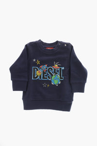 Brushed Cotton Sweatshirt With Doodle Print