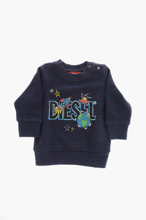 Brushed Cotton Sweatshirt With Doodle Print