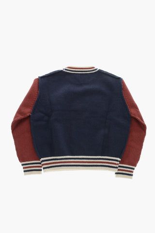 Two-Tone Crewneck Sweater with Front Logo