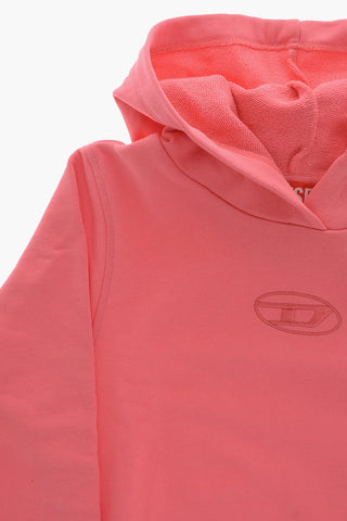 Felpa Con Cappuccio In Cotone Garzato Con Logo Ricamato