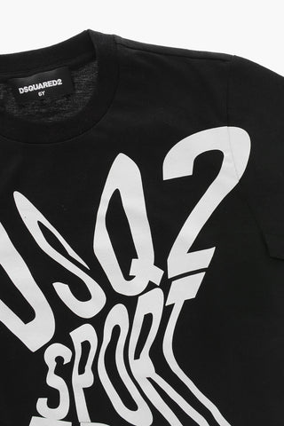 T-shirt Girocollo in Cotone con Logo a Contrasto