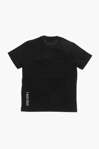 T-shirt Girocollo in Cotone con Logo a Contrasto