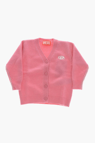 Wool-Blend Cardigan With Embroidered Logo Detail
