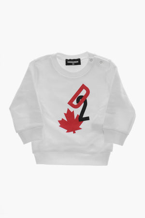 Crewneck Brushed Cotton Sweatshirt with Monogram