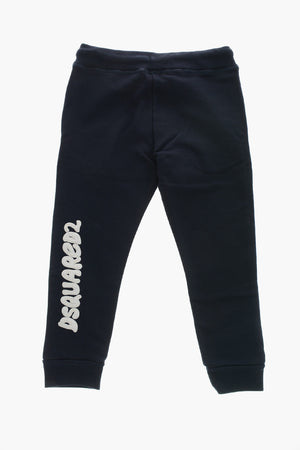 Cotton Joggers With Side Logo Embroidery And Elastic Waistband
