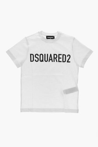 Cotton Crewneck T-Shirt with Contrasting Logo
