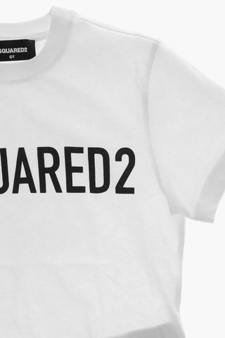 Cotton Crewneck T-Shirt with Contrasting Logo