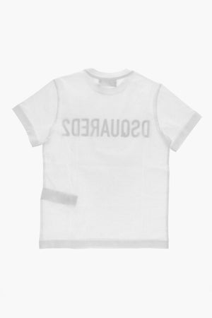 T-shirt Girocollo in Cotone con Logo a Contrasto