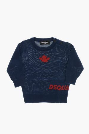 Maglia Girocollo in Misto Lana con Ricamo Monogram