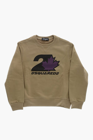 Brushed Cotton Crewneck Sweatshirt with Printed Logo