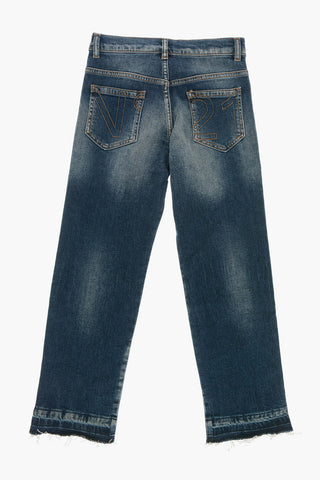 Stonewashed-Jeans mit ausgefranstem Saum