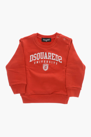Solid Crewneck Sweatshirt With Front Print