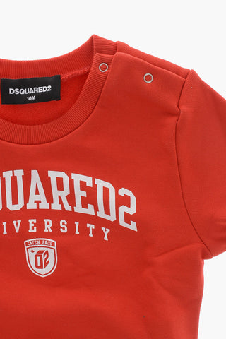 Solid Crewneck Sweatshirt With Front Print