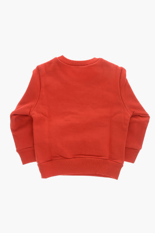 Solid Crewneck Sweatshirt With Front Print