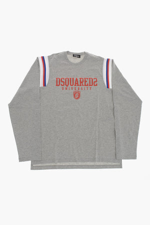 T-Shirt Girocollo a Maniche Lunghe con Dettagli a Contrasto