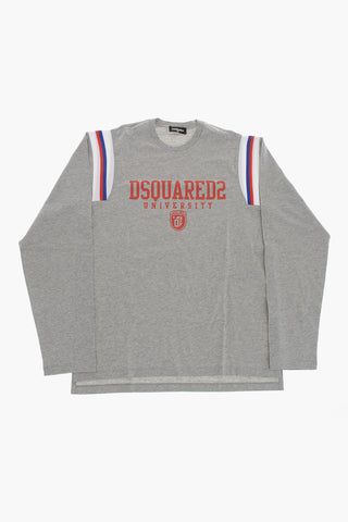Long-Sleeve Crewneck T-Shirt with Contrast Details