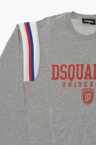 Long-Sleeve Crewneck T-Shirt with Contrast Details
