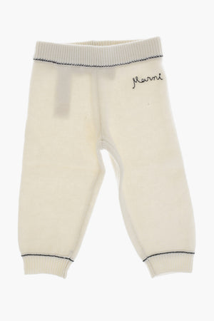 Hose aus Wolle und Kaschmir mit gesticktem Logo