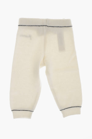 Wool and Cashmere Trousers with Embroidered Logo