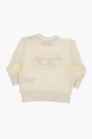 Brushed Cotton Crewneck T-Shirt with Contrasting Oval-D Logo