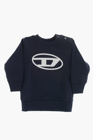 Brushed Cotton Crewneck Sweatshirt with Logo Print