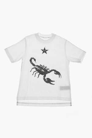 Rundhals-T-Shirt aus Baumwolle mit Kontrastprints